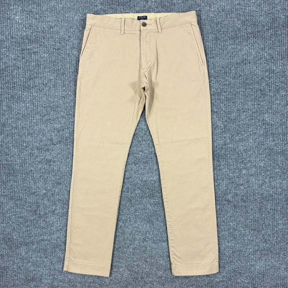 J.Crew Mens Chino Pants Size 31x30 Beige Slim Fit Flex Stretch Cotton Low Rise